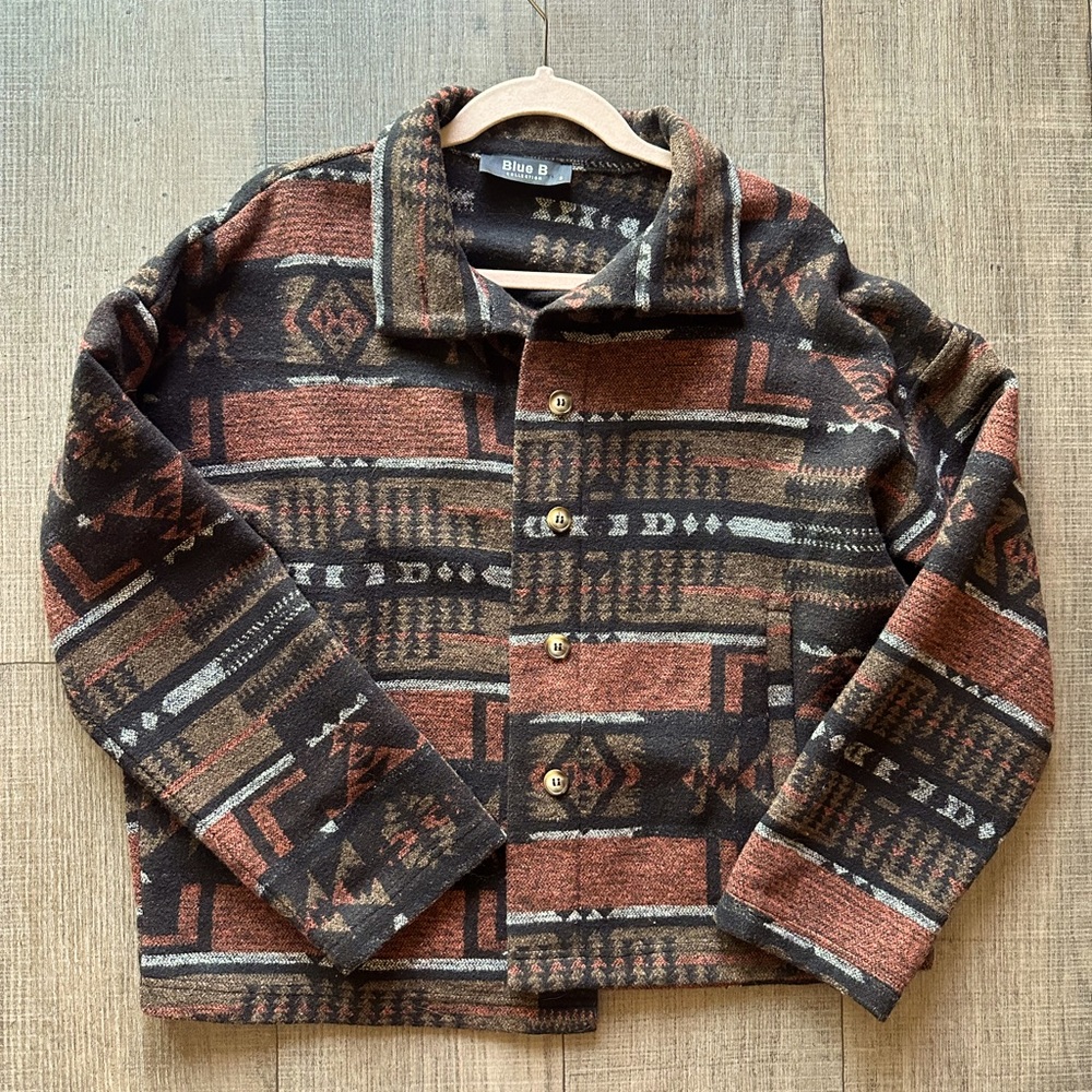 Aztec Print Button Up Jacket Size S - image 4